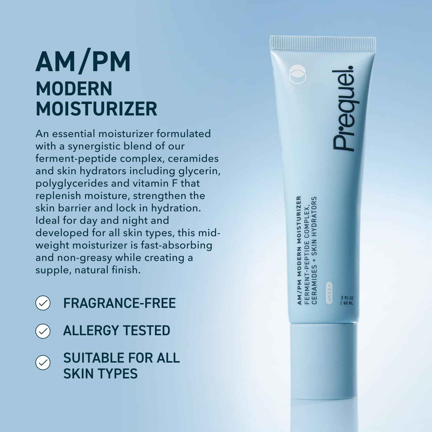 Prequel Skin AM/PM Modern Moisturizer – Hydrating Face Cream with Peptides, Ceramides & Glycerin for Dry, Sensitive, or Combination Skin – Non-Greasy Moisturizer for Barrier Support