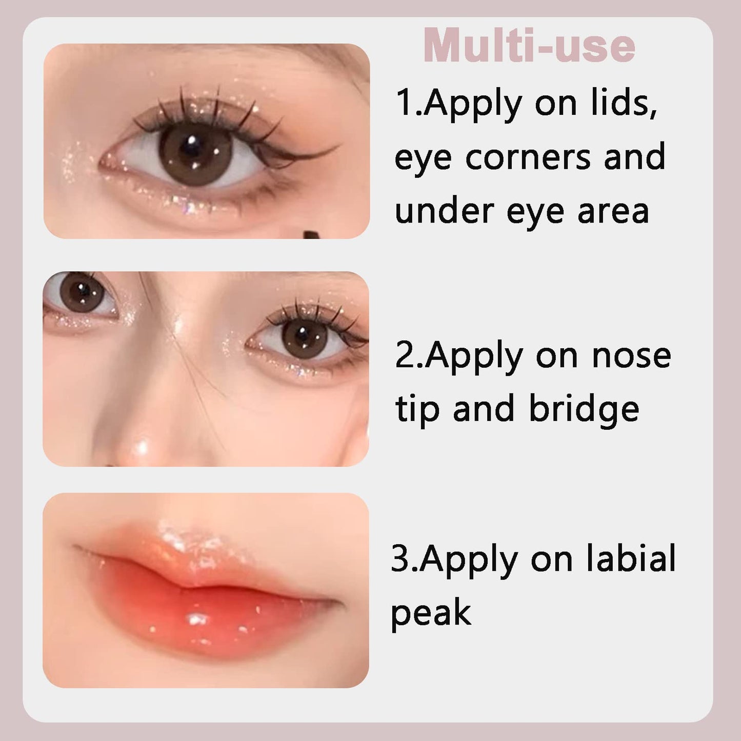 6Pcs Liquid Glitter Eyeshadow Eyeliner, Korean Makeup, Bling Under Eye Shadow, Shimmer Eye Make Up Valentine's Gift Set,Long Lasting,Quick Drying & Pigmented Loose Glitter Glue for Crystals Makeup