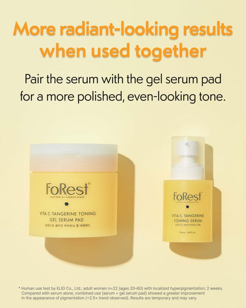 FOREST Vita C-Tangerine Toning Serum 1.69 fl. oz vitamin serum enriched with Mandarin Extract Niacinamide 5 Panthenol and Glutathione infused Vitamin Capsules for Glow Boost, Korean Skin Care