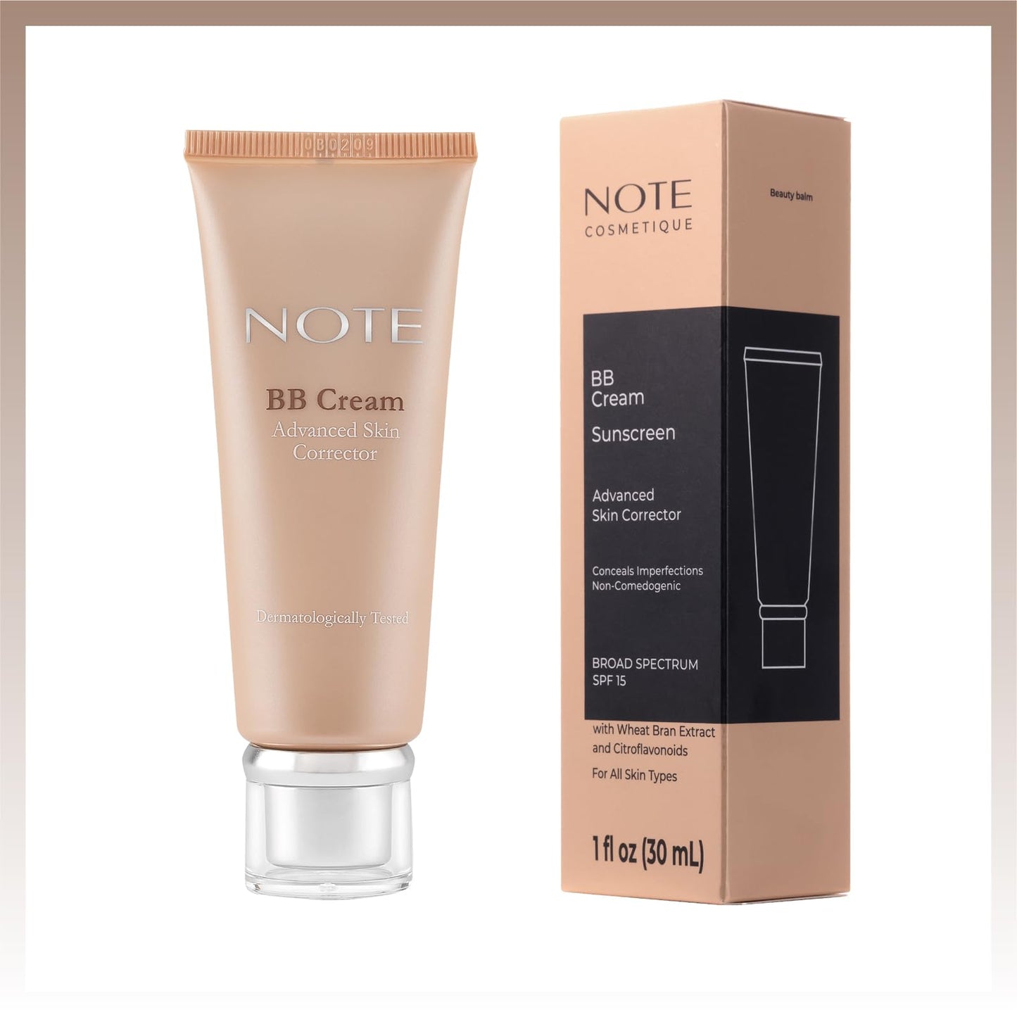 Note Cosmetique BB Cream SPF 15 - Tinted Moisturizer Face Cream with Vitamin E - Hydrating Foundation Makeup - 01 Natural - 1 oz