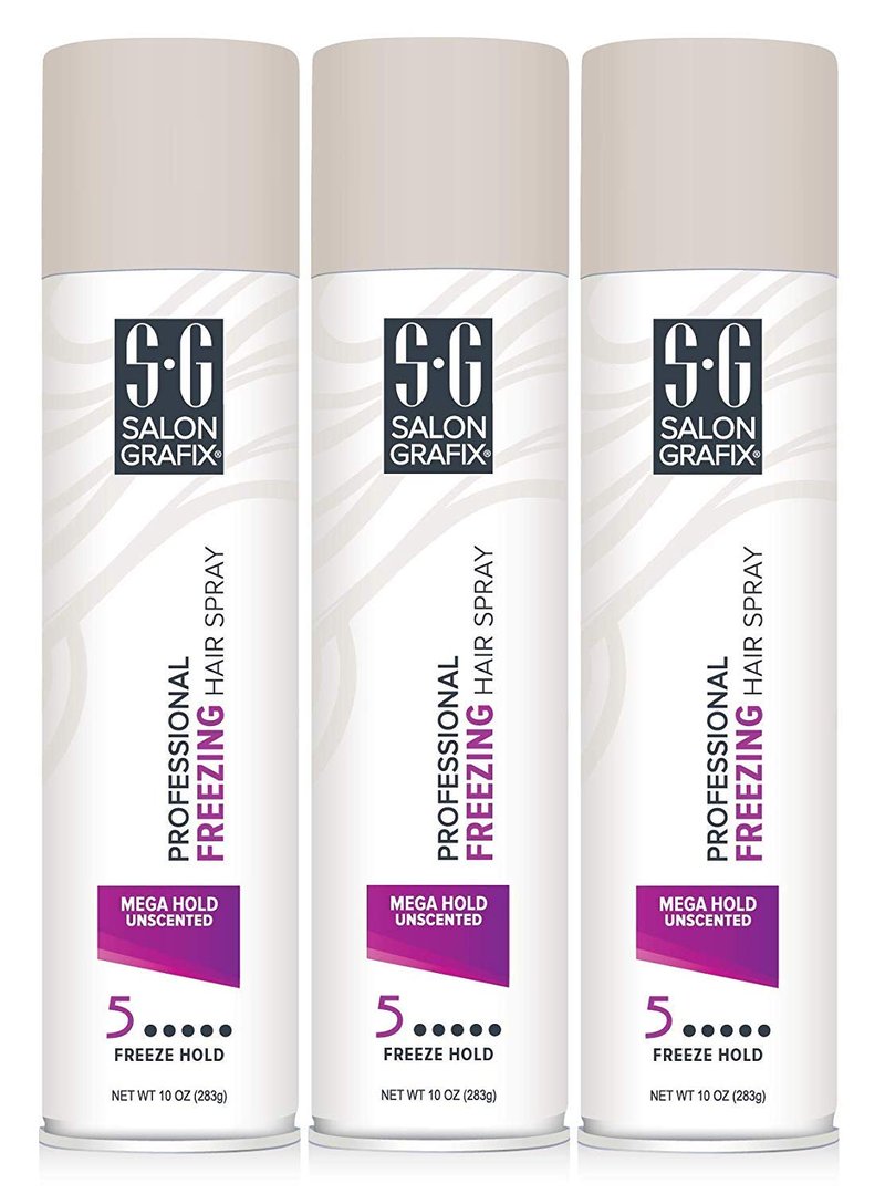 Salon Grafix Professional Freezing Hair Spray, Unscented, Mega Hold Styling Mist 10, 10-Ounce Spray Bottle (Pack of 3)