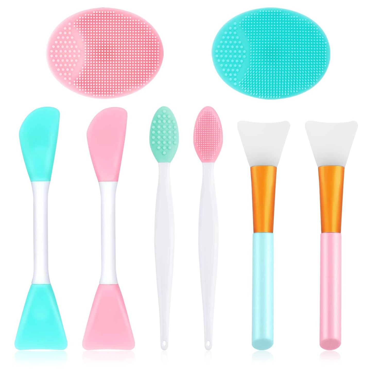 Silicone Face Scrubber, 2pcs Exfoliating Lip Brush, 2pcs Face Cleansing Brush & Silicone Facial Mask Brush Exfoliator Blackhead Skin Care Tool
