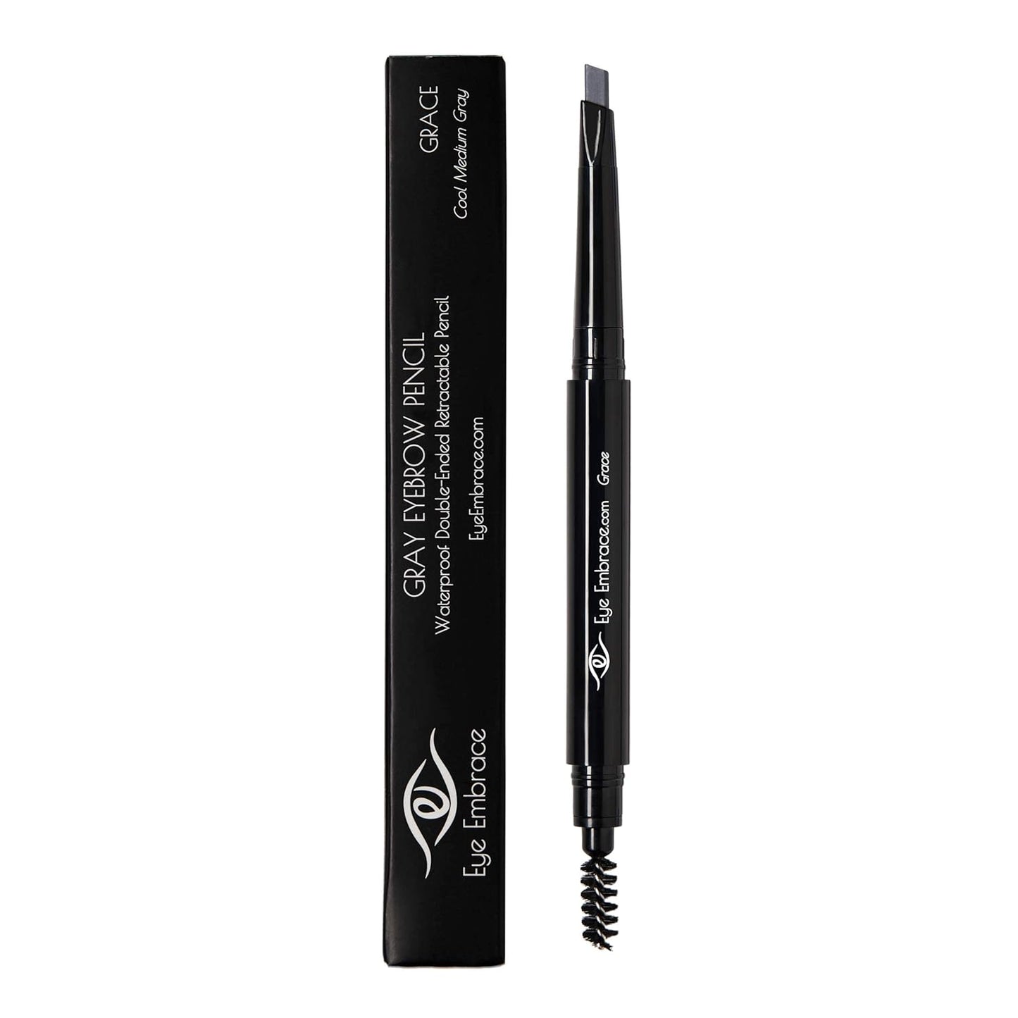 Eyebrow Pencils 4-Pack Bundle - Light & Medium Gray, Waterproof Double-Ended with Spoolie Brush