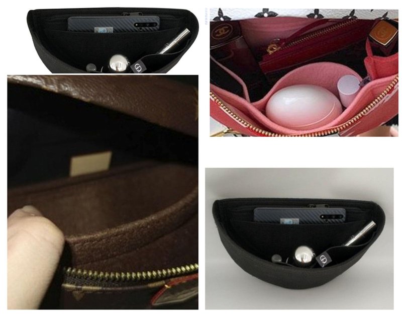 Lckaey Purse Organizer Insert for Waistpack Inner Sleeve BUMBAG Lining Bag Storage Bag2047Dark brown