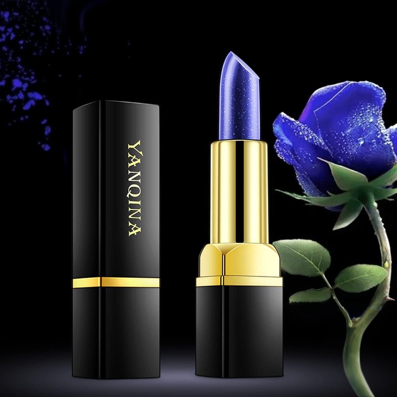 Yeweian 2 Pcs Magic Black Blue Lipstick Set, Shimmer Color Changing Lipstick(Blue Changed into Pink,Black Change into Brick Red),Natural Moisturizing Lip Balm Labiales Magicos Nutritious Lazy Lipstick