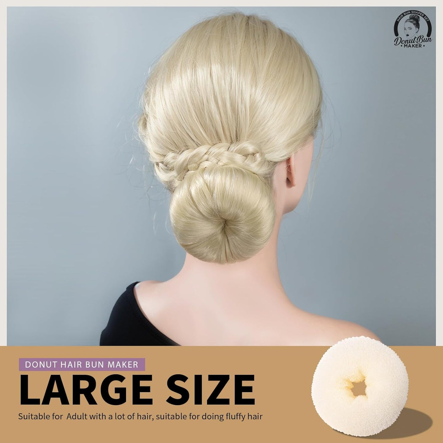 Teenitor Hair Donut, Hair Bun Maker, Black(Extra-large, Large, Medium and Small)