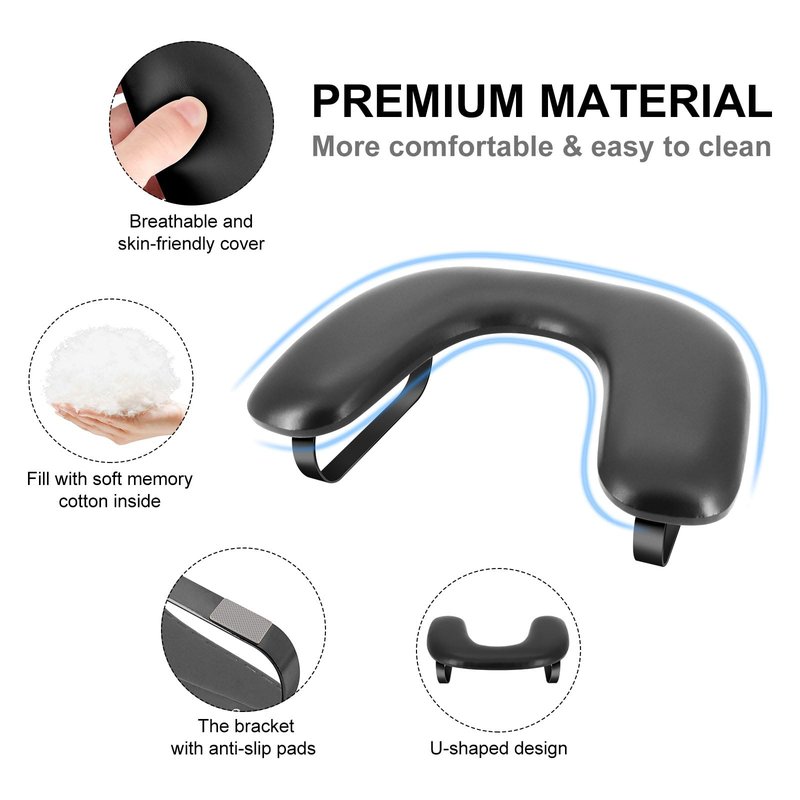 Manicure Arm Rest for Nails Tech,U Shaped Nail Arm Rest Stand,Soft PU Leather Manicure Hand Rest Holder Cushion with Detachable Bracket,Acrylic Nail Salon Home Use(Full Black)