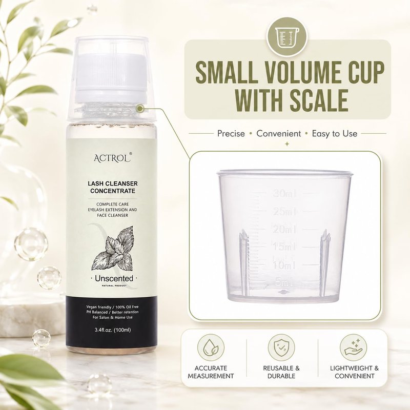 ACTROL Lash Shampoo Concentrate for Lash Extensions, 100ml Advanced Formula Foaming Eyelash Cleanser Concentrate Professional Salon Lash Bath Wash - Makes Multiple Bottles
