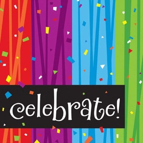 Creative Converting 16-Count Paper Lunch Napkins, Celebrate, Milestone Celebrations, Multicolor, 6.5"x6.5"