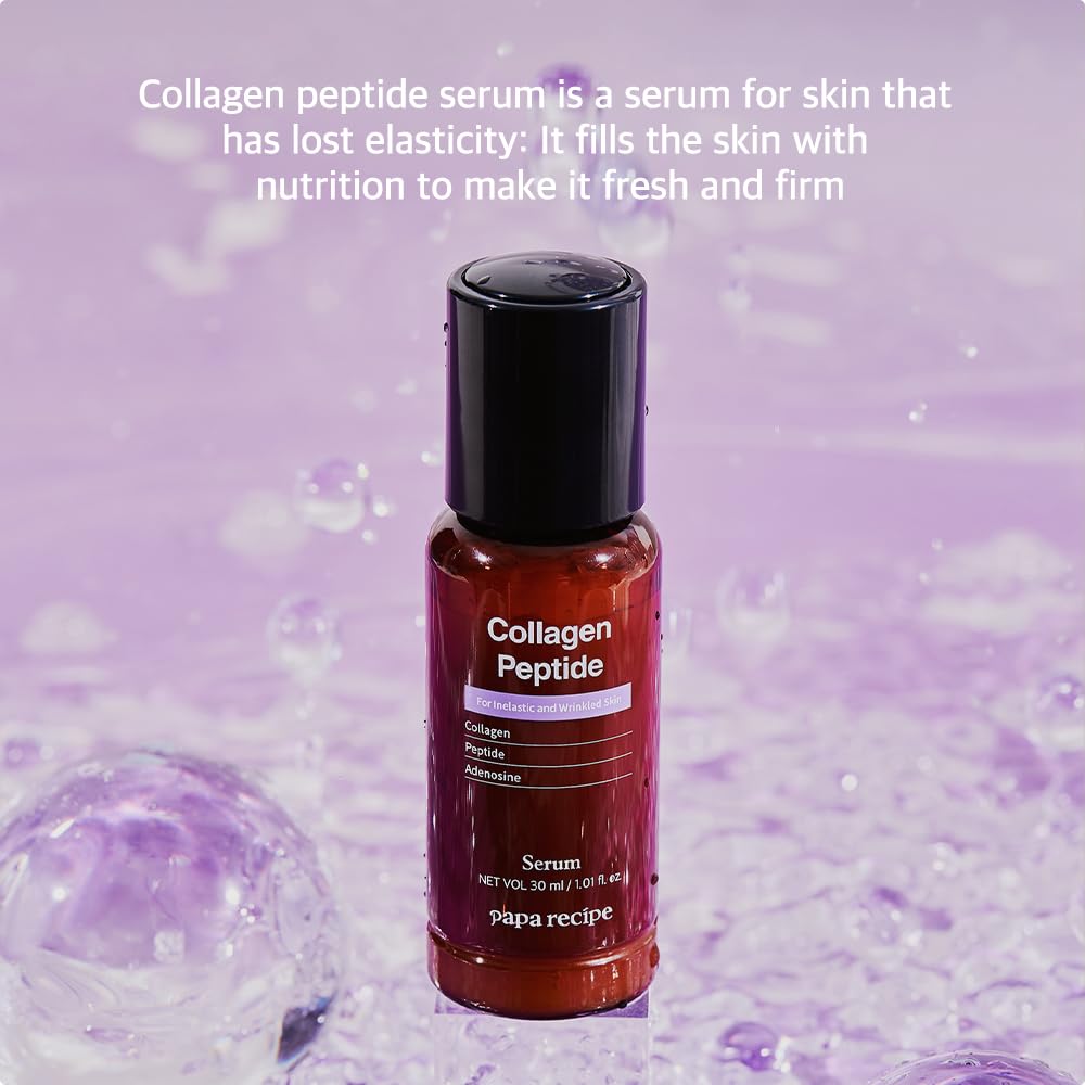 Papa Recipe Collagen Peptide Serum, Hydration & Moisture Boosting Facial Serum for Fine Lines & Wrinkles, Plump & Firm Sagging Skin, 30ml/1.01oz, Korean Skincare