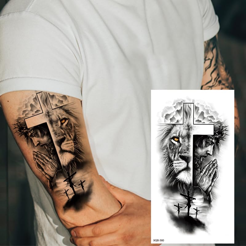 Realistic 3D Animal Temporary Tattoos Set - 40 Sheets for Men & Women, Includes Tigers, Wolves, Lions & Skull Designs