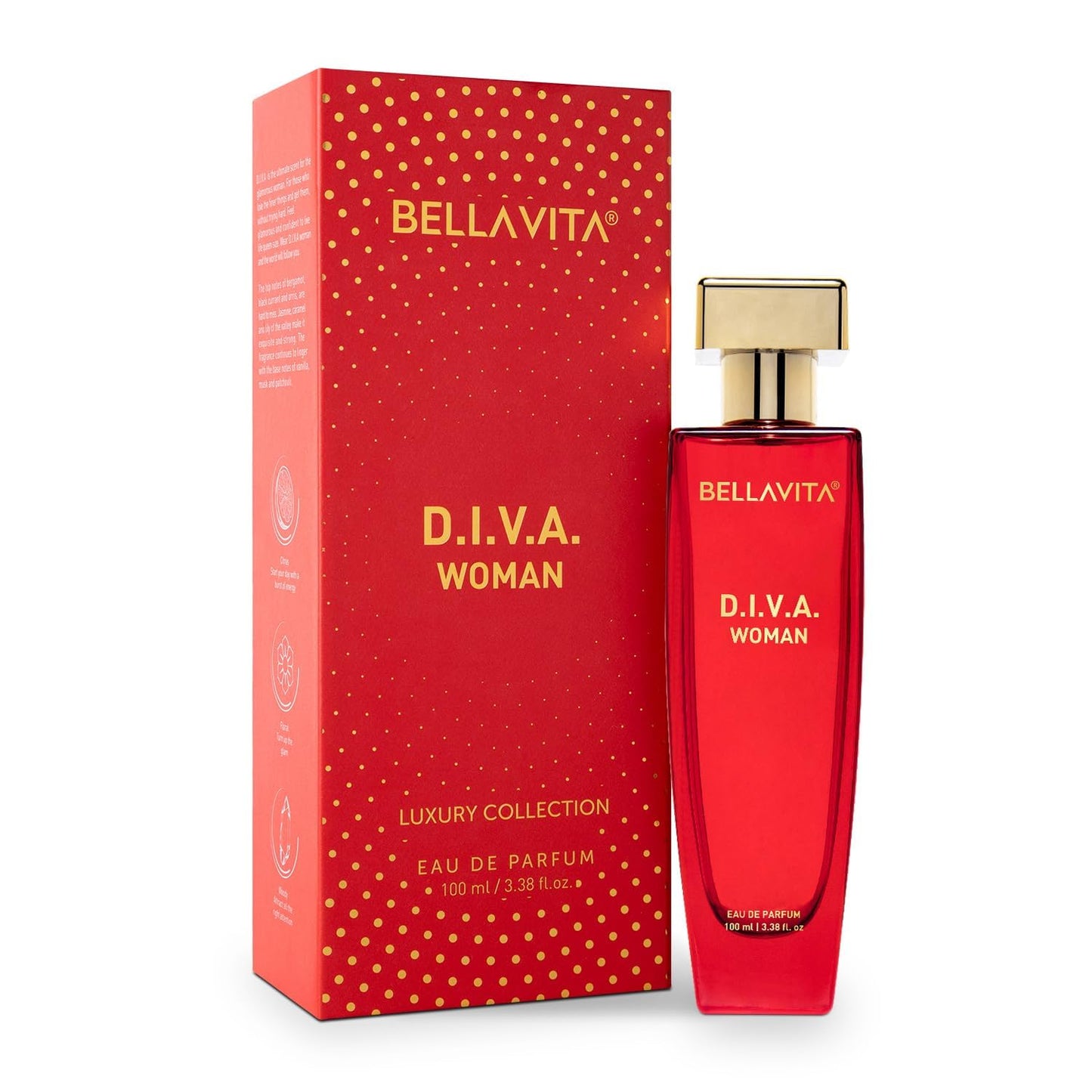 Luxury DIVA Eau de Parfum for Women - White Floral, Bergamot & Jasmine Notes | 100 ml (3.4 fl. oz.)