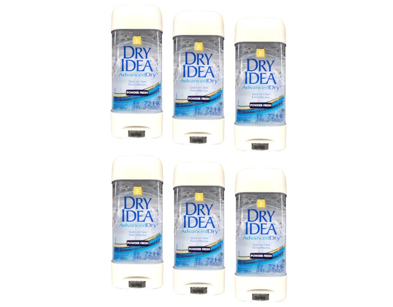 Dry Idea Advanced - Clear Gel Anti-Perspirant & Deodorant, Powder Fresh, 3-Ounce Tube (Pack of 6)