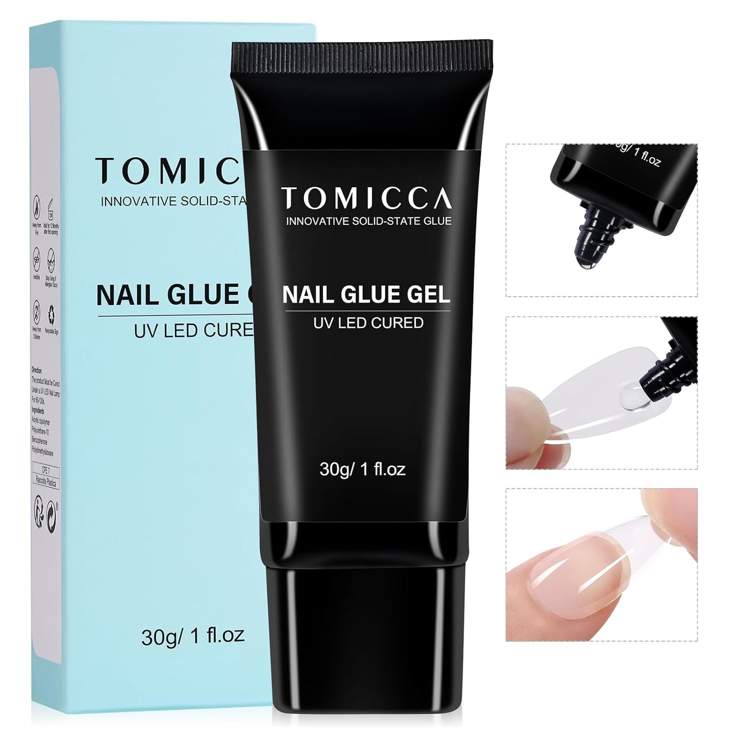 TOMICCA Short Nail Tips Extra Short Square Nail Tips, 192Pcs Fake Nails 12 Sizes Acrylic Clear Nails for Beginner and Professional DIY Gel Nails Salon