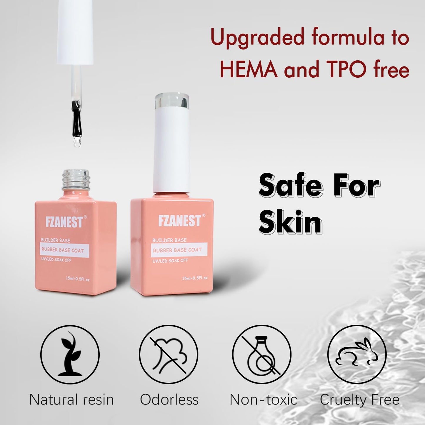 FZANEST Builder Gel Milky White Gel Polish Rubber Base For Nail Strengthener Extension LED Lamp Cured Color Base Nail Polish in Bottle