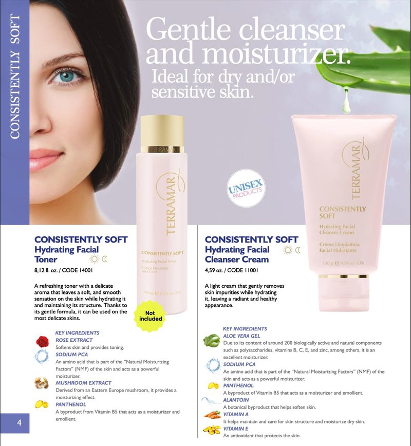Terramar Consistently Soft Hydrating Facial Cleanser - Gentle Cream Face Wash, Removes Impurities, Leaves Skin Soft & Radiant, For Dry/Sensitive Skin