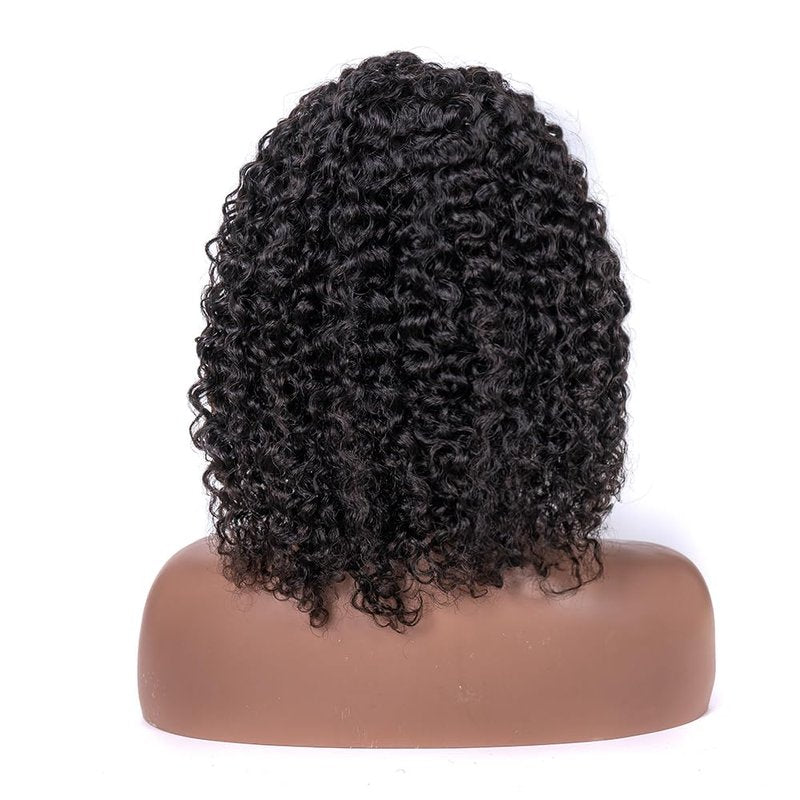 YANZIJF 14 Inch Headband Wig Human Hair Jerry Curly Headband Wigs for Black Women Glueless None Lace Front Wig Full Machine Made Curly Wave Headband Wigs Natural Color (curly Headband Wigs)