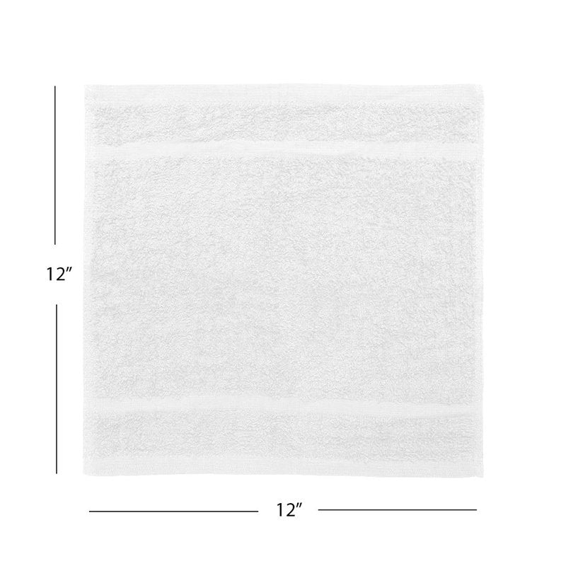 Avalon Towels Wash Cloths for Showering 48 Pack 100% Cotton White Washcloths Bulk 12x12 Wash Rags, Facial Towel, Face Towels for Body, Bath Washcloth, Fingertip Towel