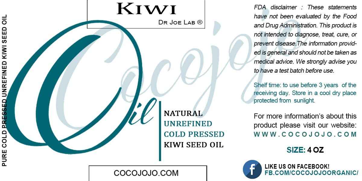 Kiwi Seed Oil 4 oz Pure Natural Cold Pressed Unrefined Extra Virgin Kiwi Oil - for Hair Skin Body Nail and Beard - Moisturizing, Soothing, Hydrating, & Nourishing