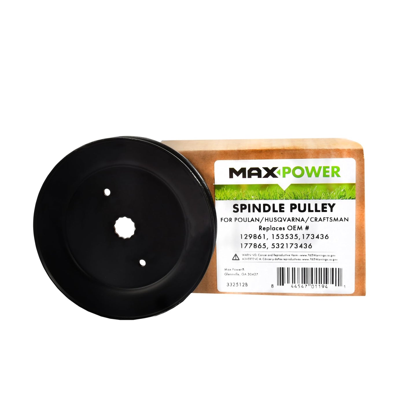 MaxPower 332512B Spindle Pulley Replaces Craftsman/Husqvarna/Poulan 129861, 153535, 173436, 177865, 532129861, 532173436, 532153535