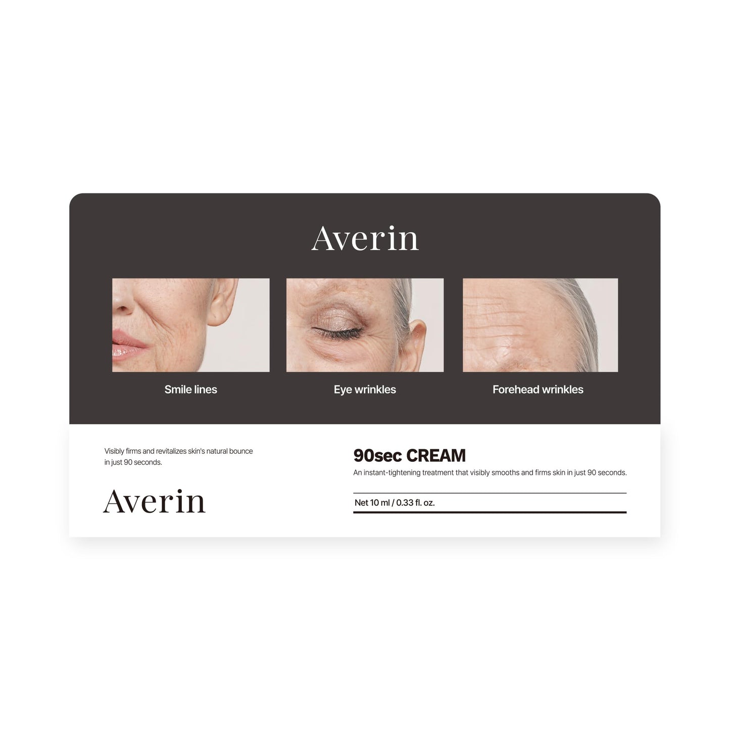 Averin 90 Second Cream - Instant Firming Look for Smile Lines | Korean Peptide & Spicule Formula | Rapid Smoothing & Tightening Effect | 0.33 Oz