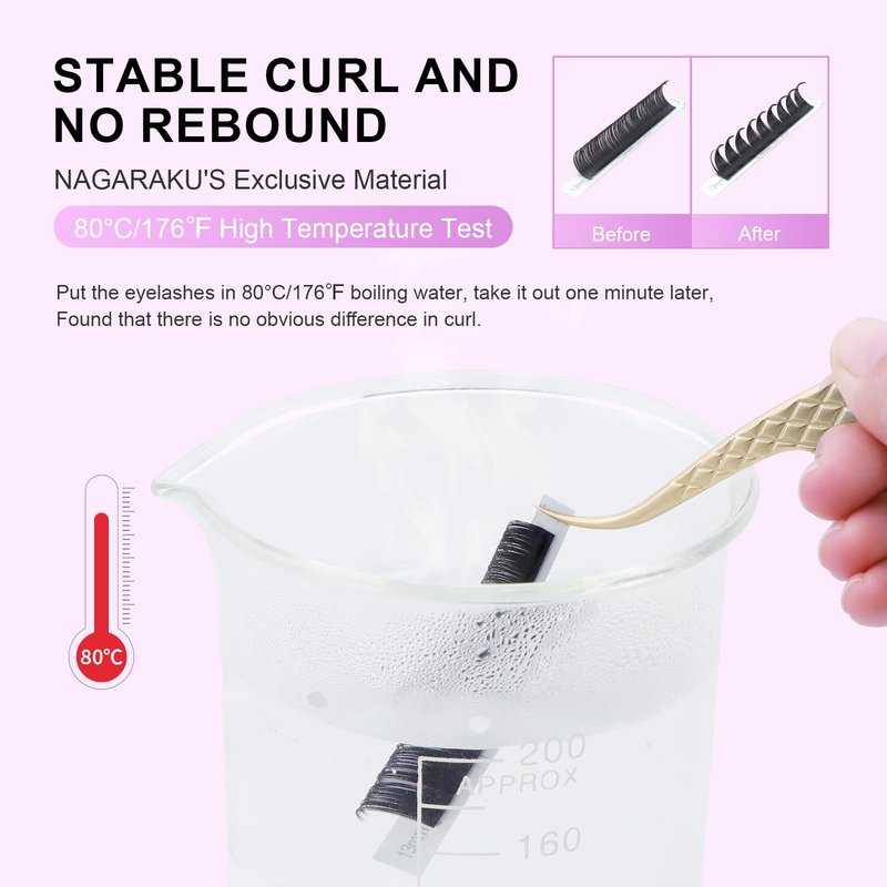 NAGARAKU Eyelash Extensions Classic J B C D N LC LD L DD CC LB Curl 0.03-0.20 Thickness 5-17mm, Matte Black Individual Lashes Professional Supplies for Lash Techs (0.07-N 7-15mm Mix 5 Trays)
