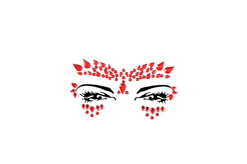 Face Gems Adhesive Glitter face Jewel Tattoo Sticker Festival Rave Party Body Make Up (Red-36)