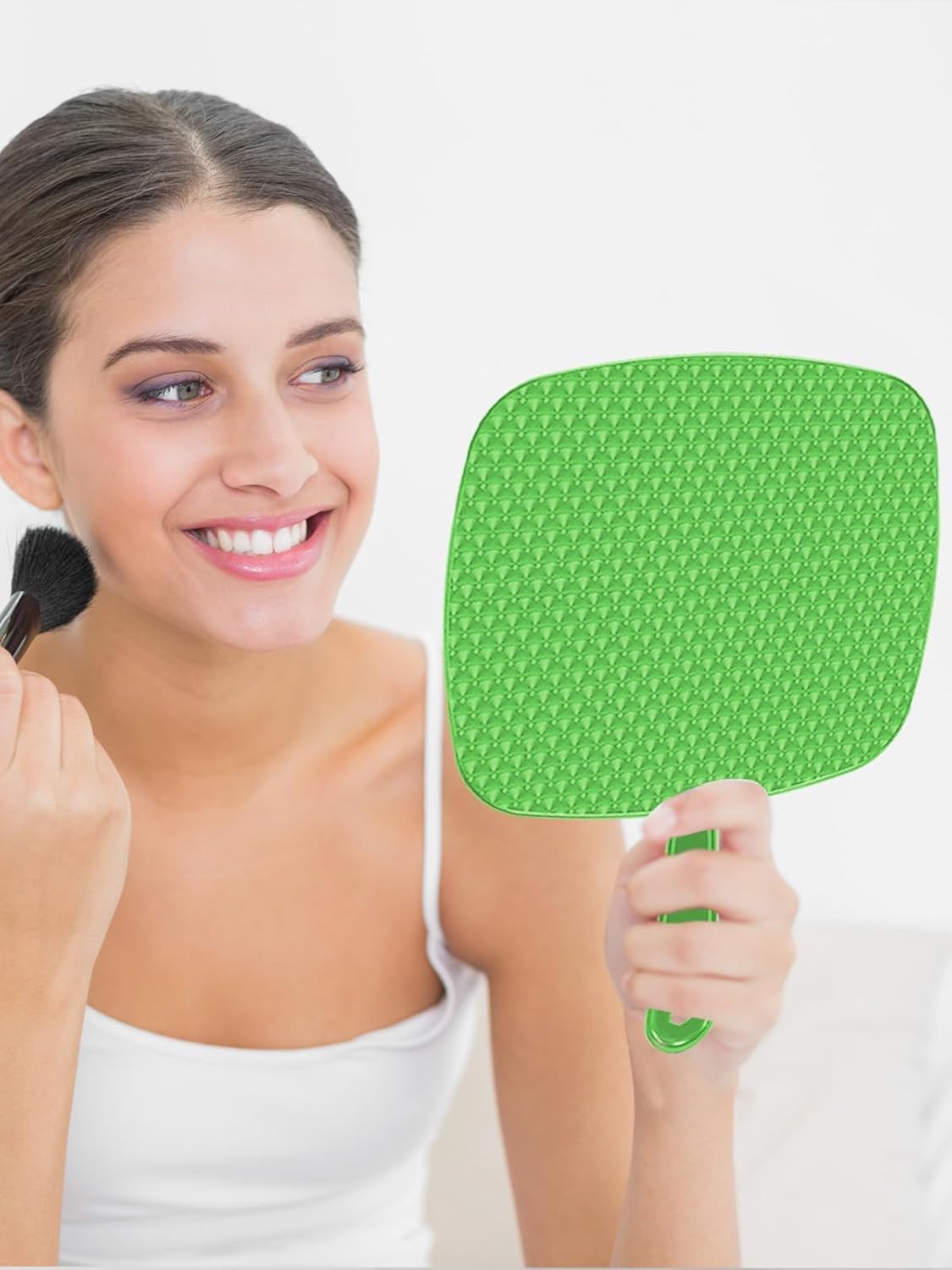 Extra Large Handheld Mirror,Hand Salon Mirror with Handle for Barbers, Hairdressing (Black,12.4" Lx 9" W)