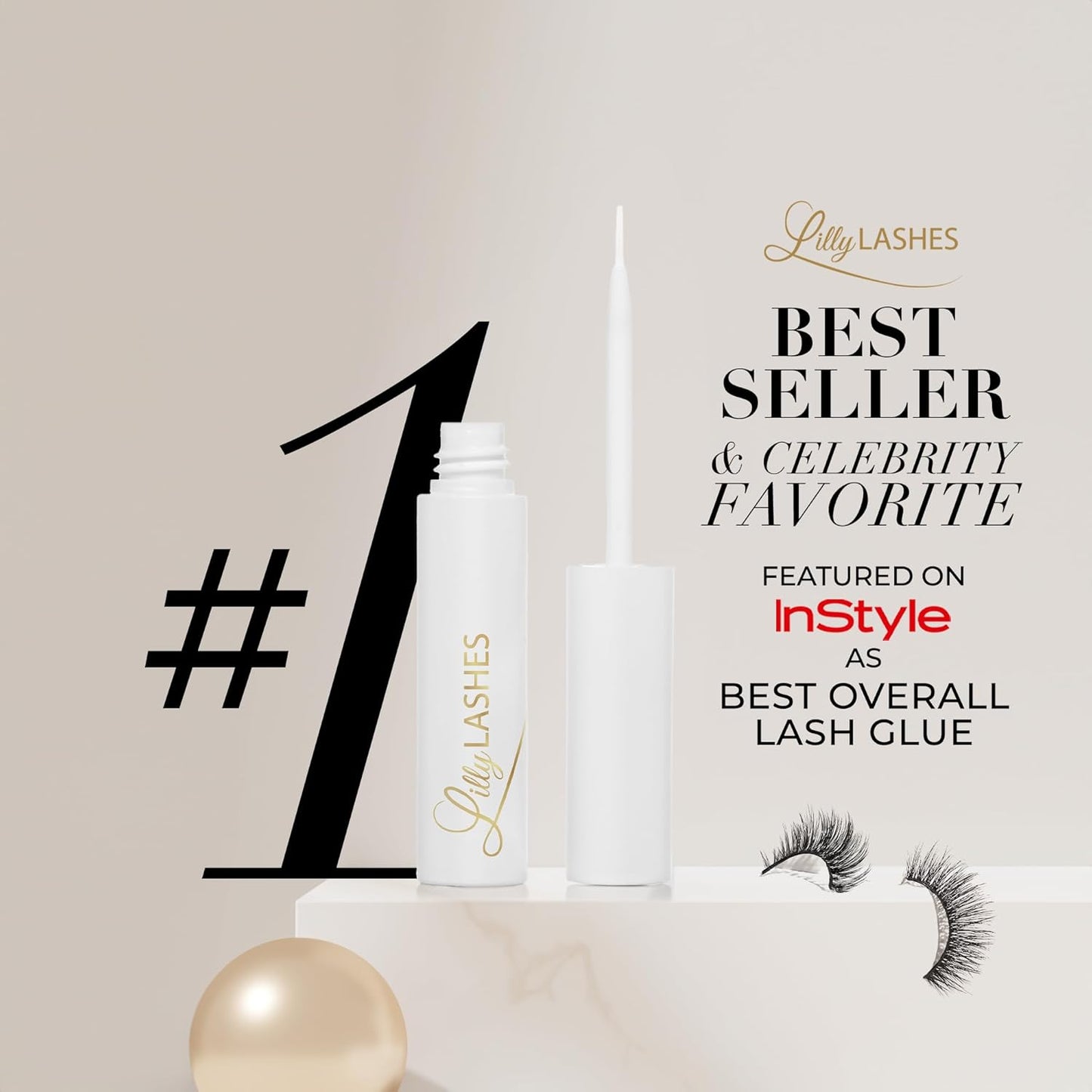 Lilly Lashes Luxury Synthetic False Eyelashes - 16mm Cat Eye Look, Natural Volume & Flare, Reusable 15x