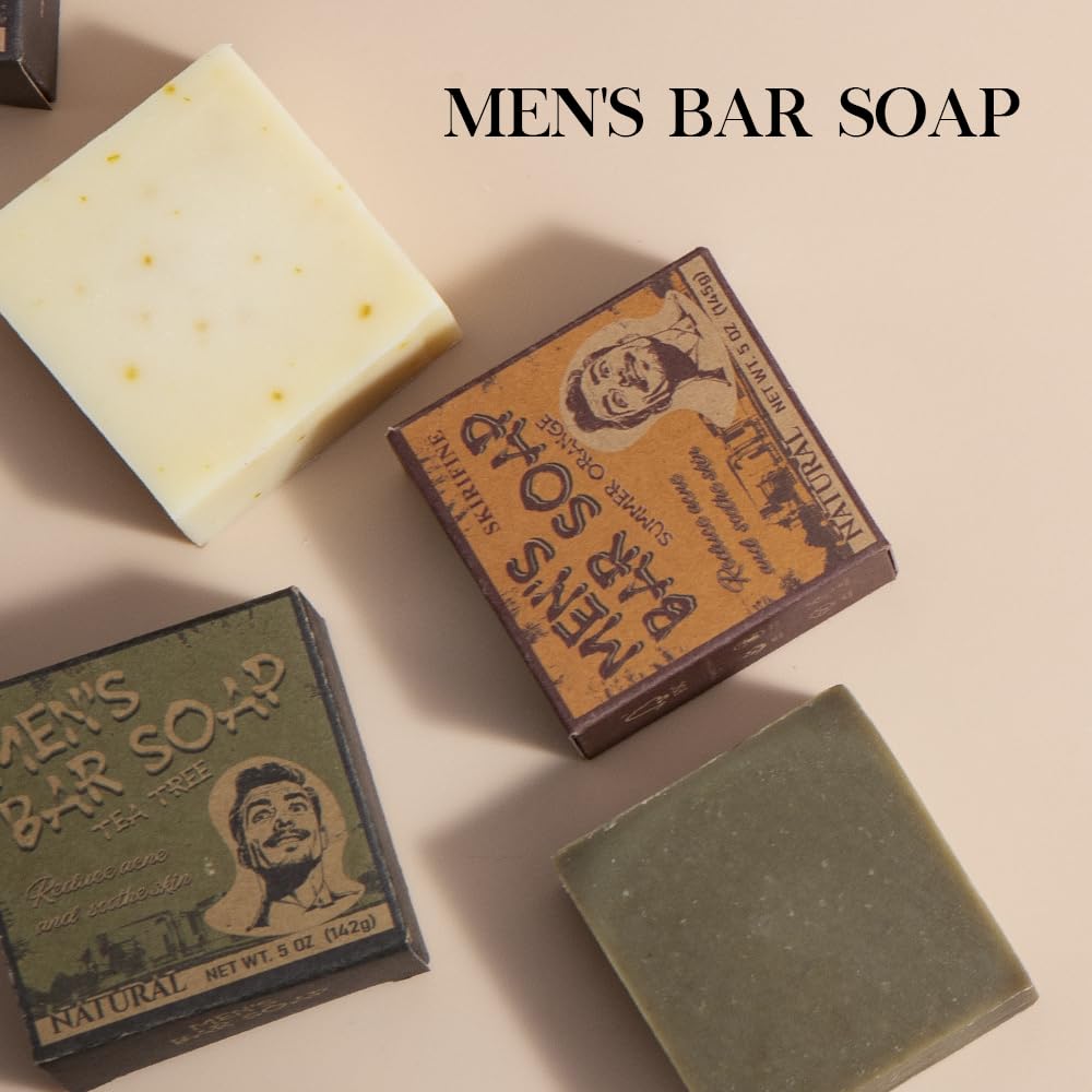 SKIRIFINE Natural Body Bar Soap Set, Tea Tree, Orange & Coconut, 5 oz x 3
