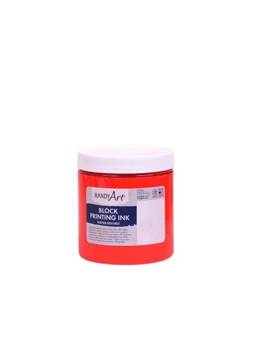 Handy Art 309-154 Water Soluble Block Printing Ink Tube, Fluorescent Red, 8-Ounce