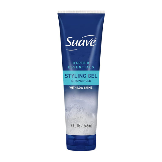 Suave Hair Gel For Men Barber Essentials Styling, Strong Hold and Low Shine, No Flakes, Barber-Quality Results, 9 oz