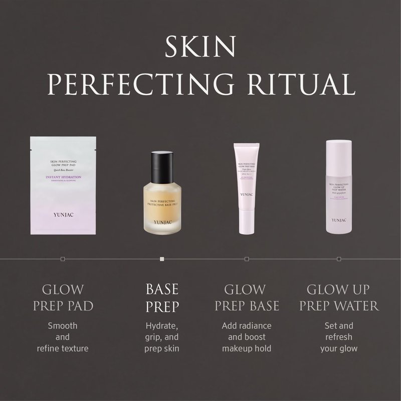 YUNJAC Base Prep Korean Primer (1.35 fl oz) – Silicone-Free Grip Makeup Base, Serum Texture for Radiant Skin, Long-Lasting Glow with Rice Ferment, Ceramide, Niacinamide, Squalane
