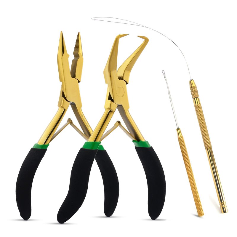 My Hair Tools Hair Extension Tools Kit – Micro Bead Closer & Remover Pliers, Pulling Loop, Needle Hook with Magnetic Case, Professional All-in-One Extension Tool Set