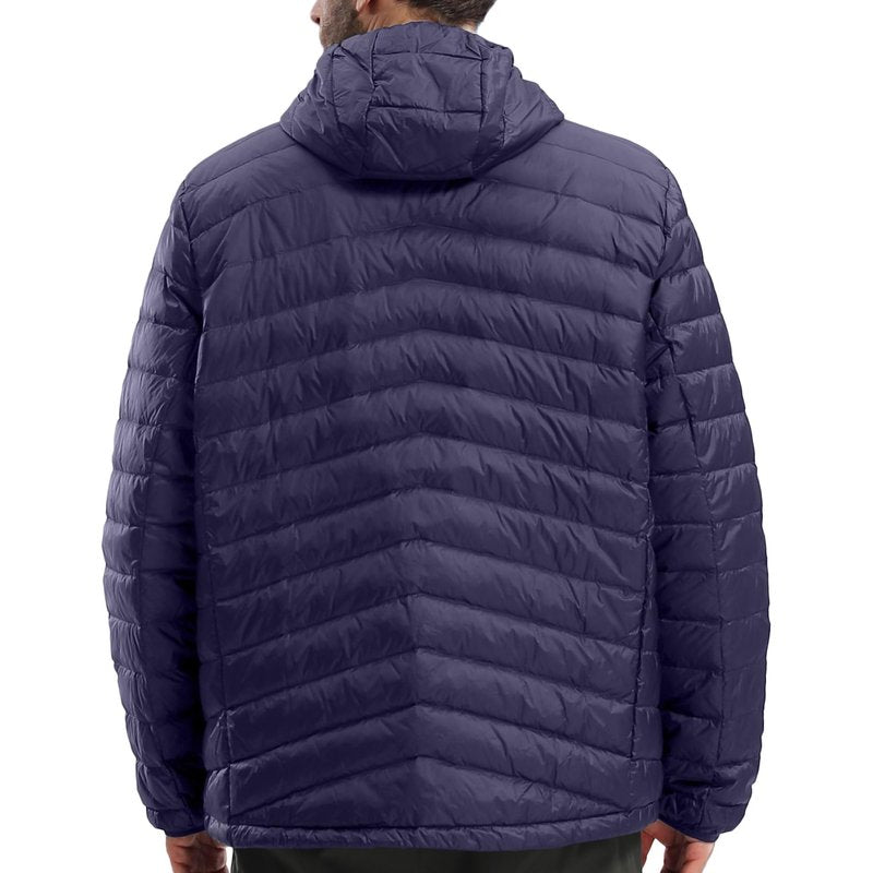 CAMEL CROWN Men Packable Down Jacket Hooded Lightweight Puffer Insulated Coat for Travel Outdoor Hiking