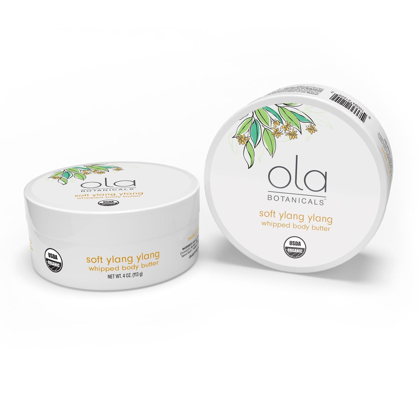 Ola Botanicals Whipped Body Butter (4oz) Soft Ylang Ylang, USDA Certified Organic, Cruelty Free, Gluten Free, Soy Free, Dr. Mercola