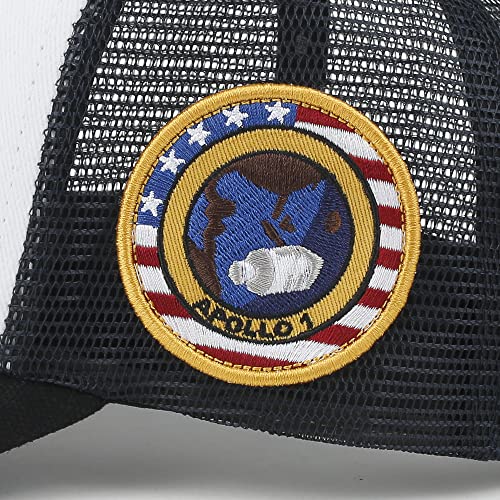 ililily NASA Meatball Logo Embroidery Baseball Cap Apollo 1 Patch Trucker Hat, Black & White - Premium