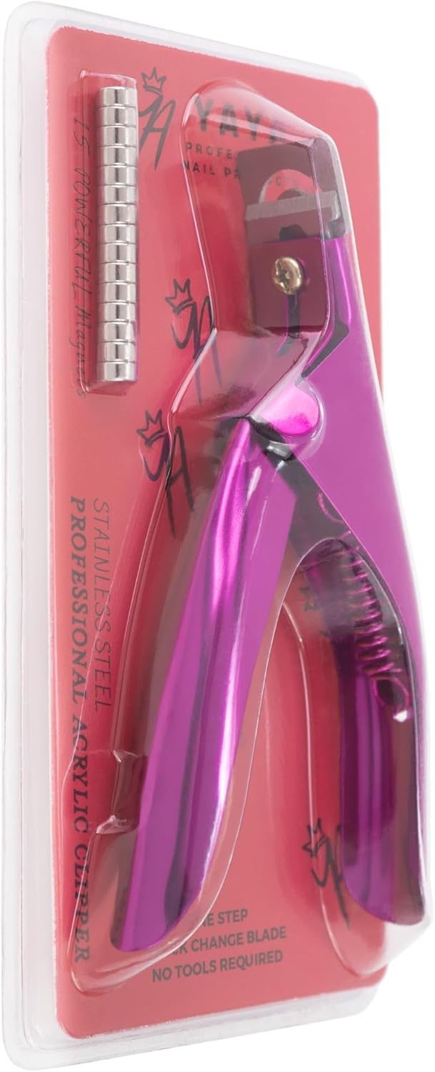 Yaya Acrylic False Nail Clippers with Magnets,Nail Cutters for Nail Tips,Nail Tip Cutter with Length Measurement, Acrylic Nail Cutter with Sizer Magnets, Manicure Tool for Salon Home Nail Art.