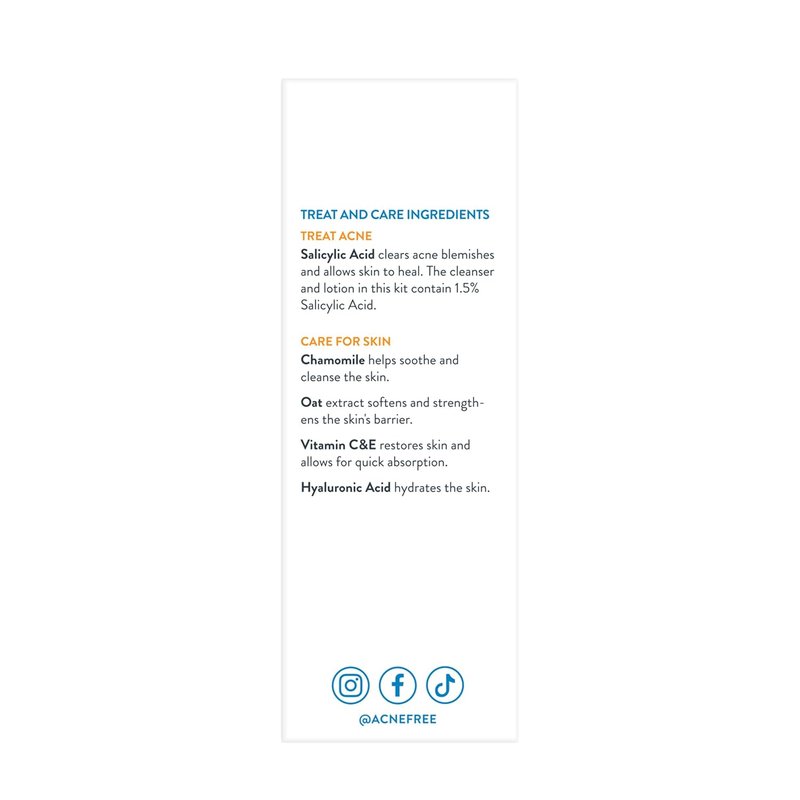 AcneFree 24Hr Acne Clearing System | 3-Step Kit with 1.5% Salicylic Acid for Sensitive Skin - Gentle Cleanser, Toner & Lotion