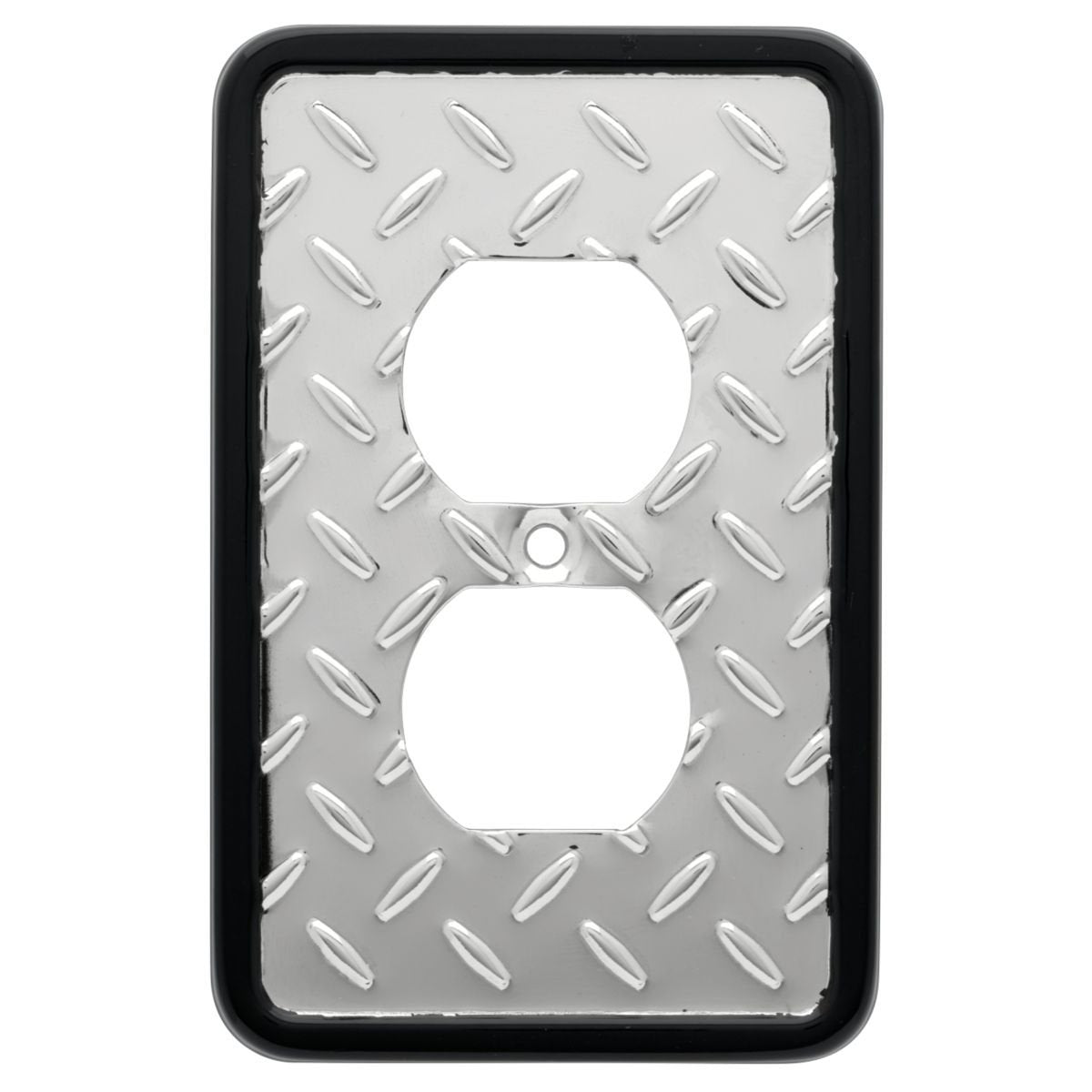 Franklin Brass Diamond Plate (1-Pack) Outlet Covers Polished Chrome 1-Gang Wall Plate Single Duplex Switch Plates Electrical Guard 135859