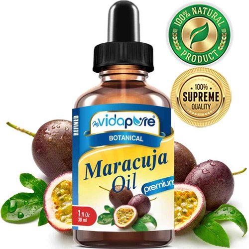 MYVIDAPURE MARACUJA OIL Passion Fruit WILD GROWTH. 100% PURE for Skin, Face, Hair, Lip and Nail Care. (1 Fl Oz)