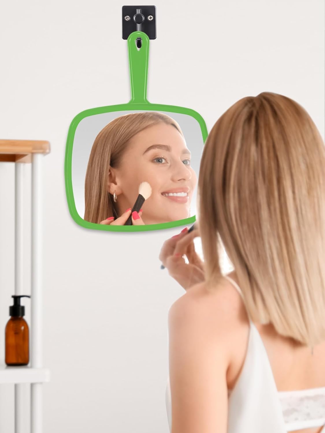 Extra Large Handheld Mirror,Hand Salon Mirror with Handle for Barbers, Hairdressing (Black,12.4" Lx 9" W)