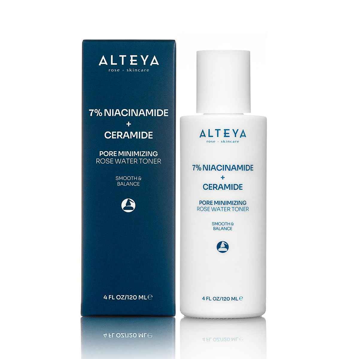 Alteya Organics Pore Minimizing Rose Water Toner (7% Niacinamide + Ceramide) - 4 Fl Oz/120mL