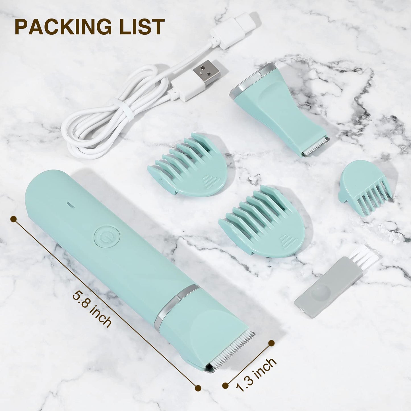 Bikini Trimmer Women,Electric Razor for Pubic Hair Women's Foil Shaver Rechargeable Shaver Removal with Snap-in Ceramic Blades,IP7X Waterproof,Wet and Dry Use,Green
