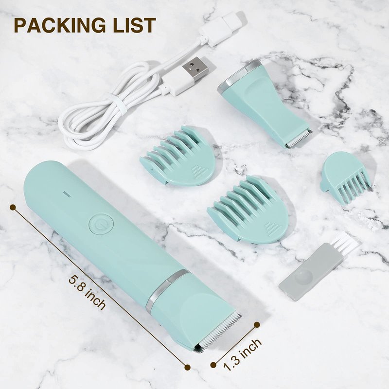 Bikini Trimmer Women,Electric Razor for Pubic Hair Women's Foil Shaver Rechargeable Shaver Removal with Snap-in Ceramic Blades,IP7X Waterproof,Wet and Dry Use,Green