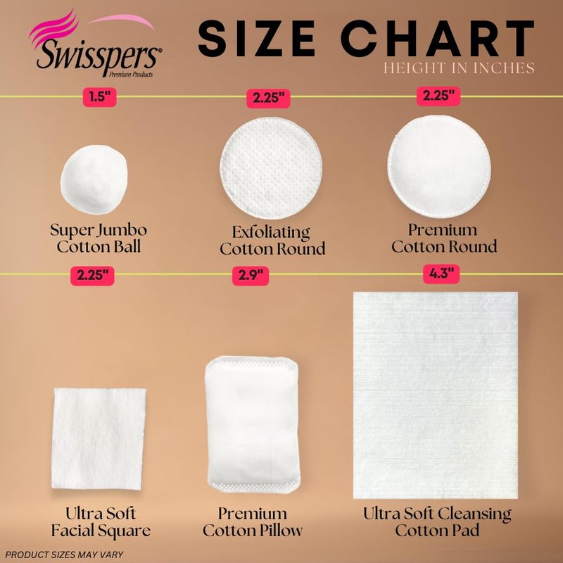 Swisspers Facial Cleansing Pads - Ultra Soft 100% Cotton | Extra Large 50 Pads per Bag (300 Total)