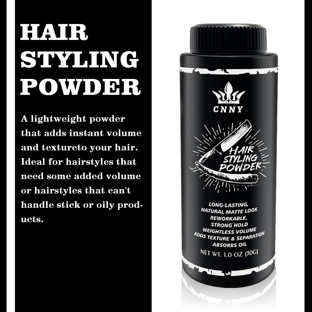 CNNY Hair Styling Powder for Men - 1oz/30g Fluffy Volumizing and Texturizing Powder for Natural Thickness and Look