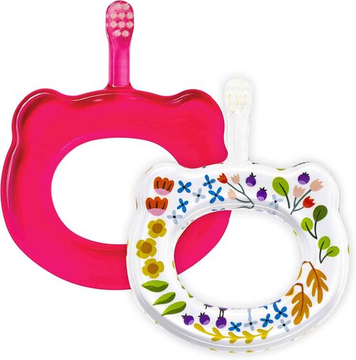 HAMICO Baby Toothbrush Gentle, Extra Soft Bristles for Baby’s First Toothbrush | Easy Grasp No Overreach Infant Toothbrush | BPA Free| Baby Registry (Red & Wildflowers)