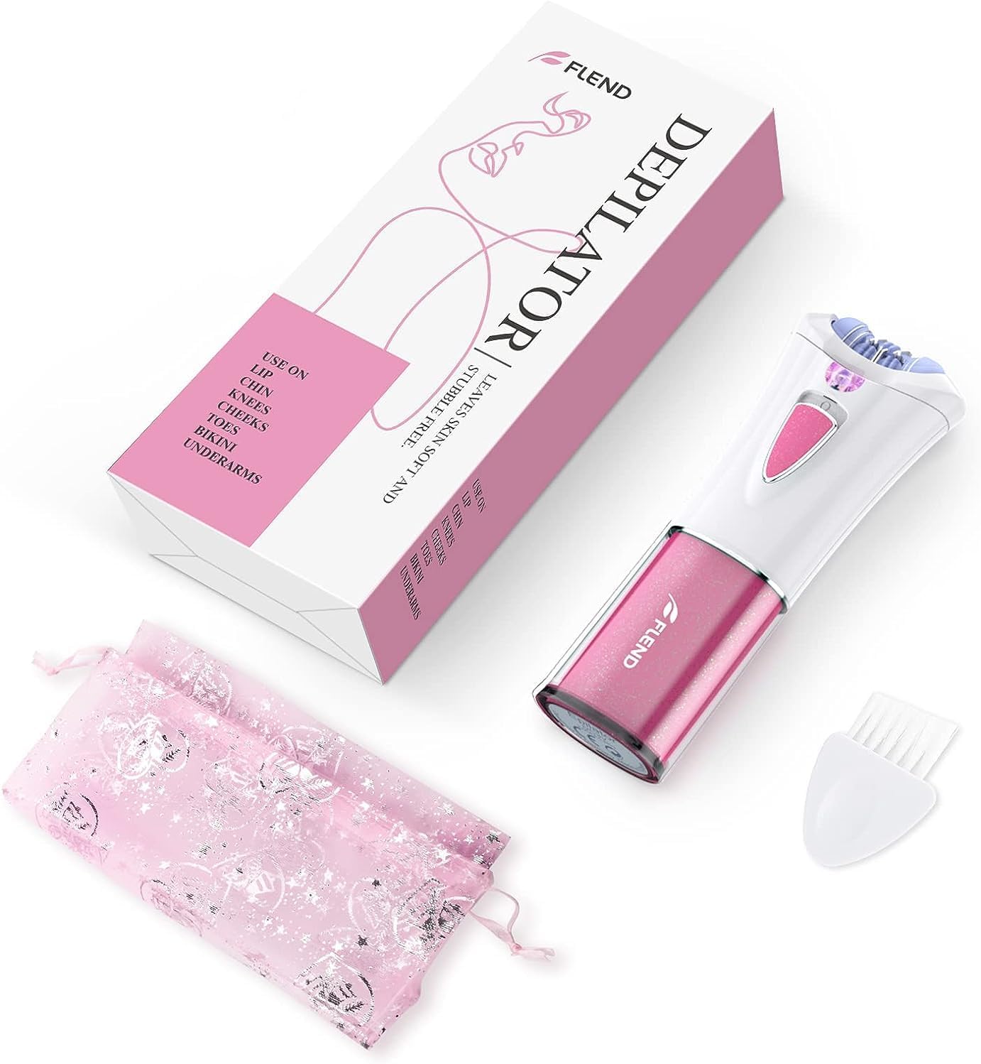 Mini Epilator - Facial Hair Remover for Women | Portable Electric Shaver with 9 Tweezers & LED Light for Precision