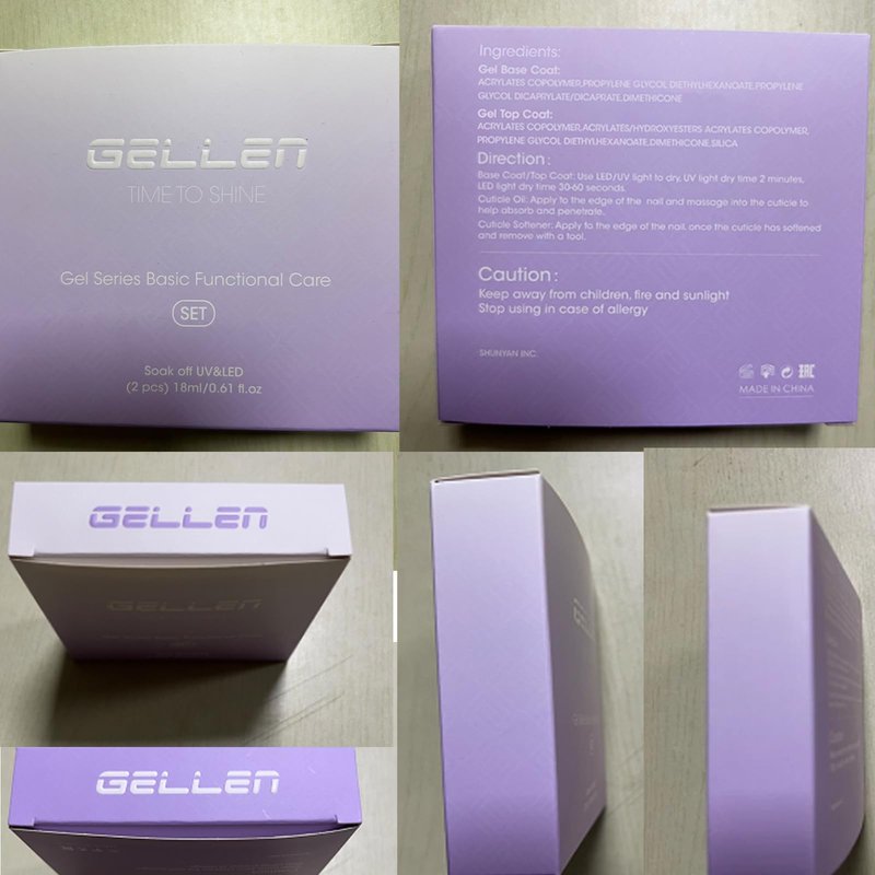 GELLEN 2 Pcs No Wipe Gel Top Coat Set, 18 ml Glossy Top Coat Gel Nail Polish, High Shiny Soak Off UV Lamp Clear Nail Polish, Home Salon Manicure Set
